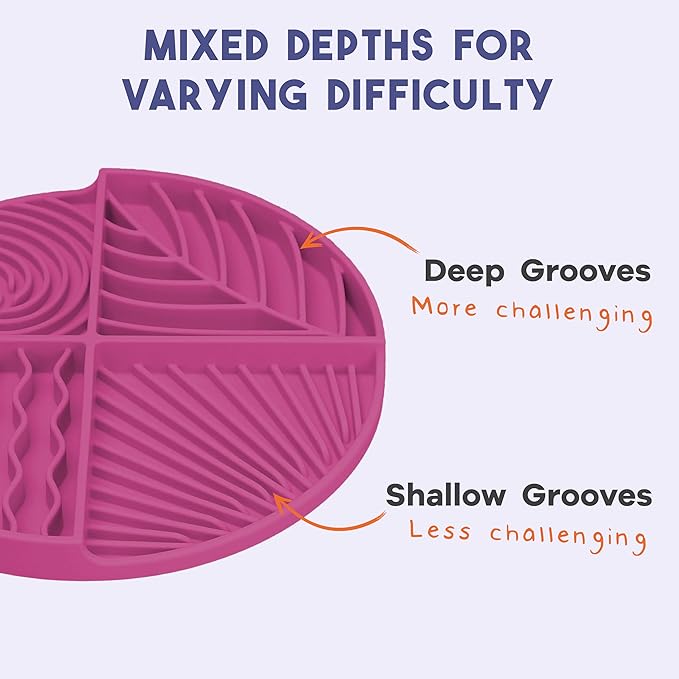 Awoo Paradise - Silicone Dog & Cat Lick Mat and Slow Feeder with Suction Cups - Non-Slip, Dishwasher Safe Pet Dish - Extends Mealtime for Fast Eaters and Reduces Anxiety - For Wet & Dry Food (Fuschia)