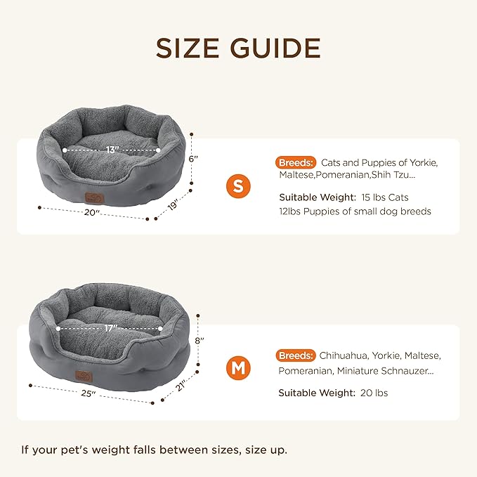 Bedsure Self Warming Dog Beds for Small Dogs - Round Medium Cat Beds for Indoor Cats, Washable Pet Bed for Puppy and Kitten with Slip-Resistant Bottom, 25 Inches, Self Warming Grey, Non-Electric