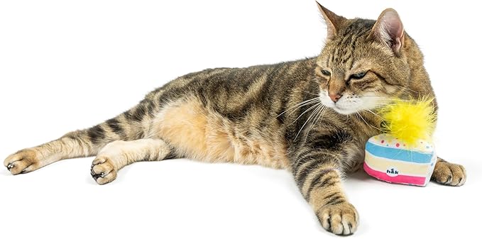 Huxley & Kent Plush Cat Toy | Meh' A Wish Cake | Birthday Strong Catnip Filled Cat Toy | Plush Interactive Kitten and Cat Toy with Catnip and Crinkle | Kittybelles