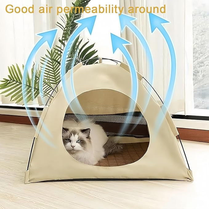 BreezyDen Pop-Up Pet Tent – Portable Hideaway for Cats & Small Dogs, Portable Indoor/Outdoor Pet Tent House with Mesh Window, Waterproof, Breathable, Scratch-Resistant, Fully Washable (Gray,L)