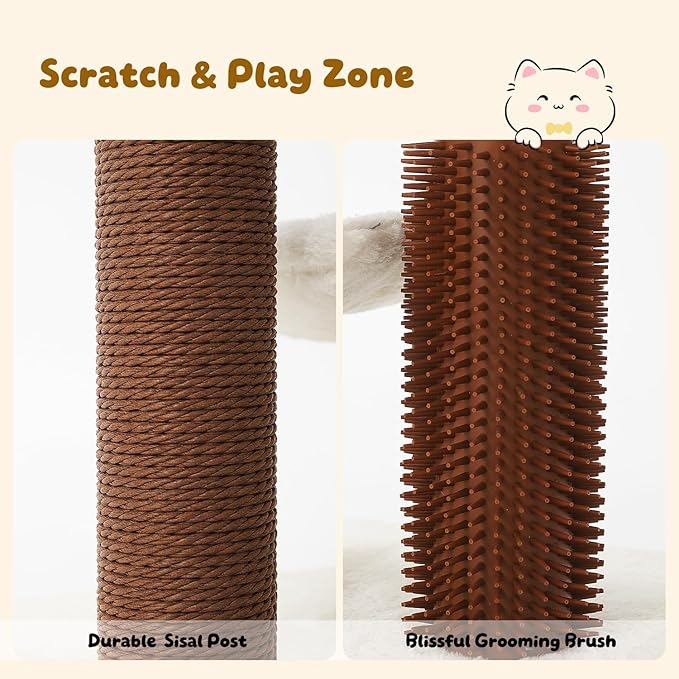 Hoopet cat Tree Tower,cat Scratching Post for Indoor Cats,Featuring with Super Cozy Perch,Cat Self Groomer and Interactive Dangling Ball Great for Kittens and Cats