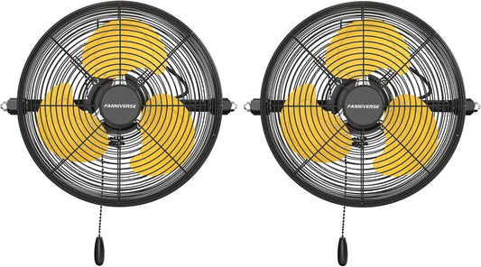 2PCS 12 Inch Wall Fan Pro Series - Indoor High Velocity Wall Mount Fan for Commercial, Residential, Warehouse, Covered Patio, Shop, Garage, Barn, Gazebo 3 Speed 2800 CFM UL Safety Listed