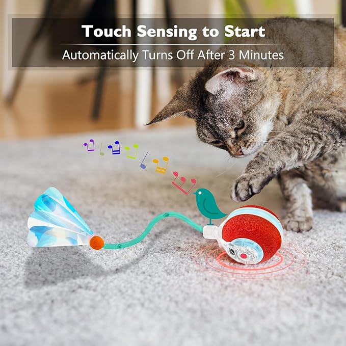 YVE LIFE Interactive Cat Toys Ball for Indoor Cats,[2025 Newly Upgraded] Agile Moving Cat Ball with Elastic Mesh Tail,Automatic Kitten Toys for Bored Indoor Adult Cats,Motion Activated (Burgundy)