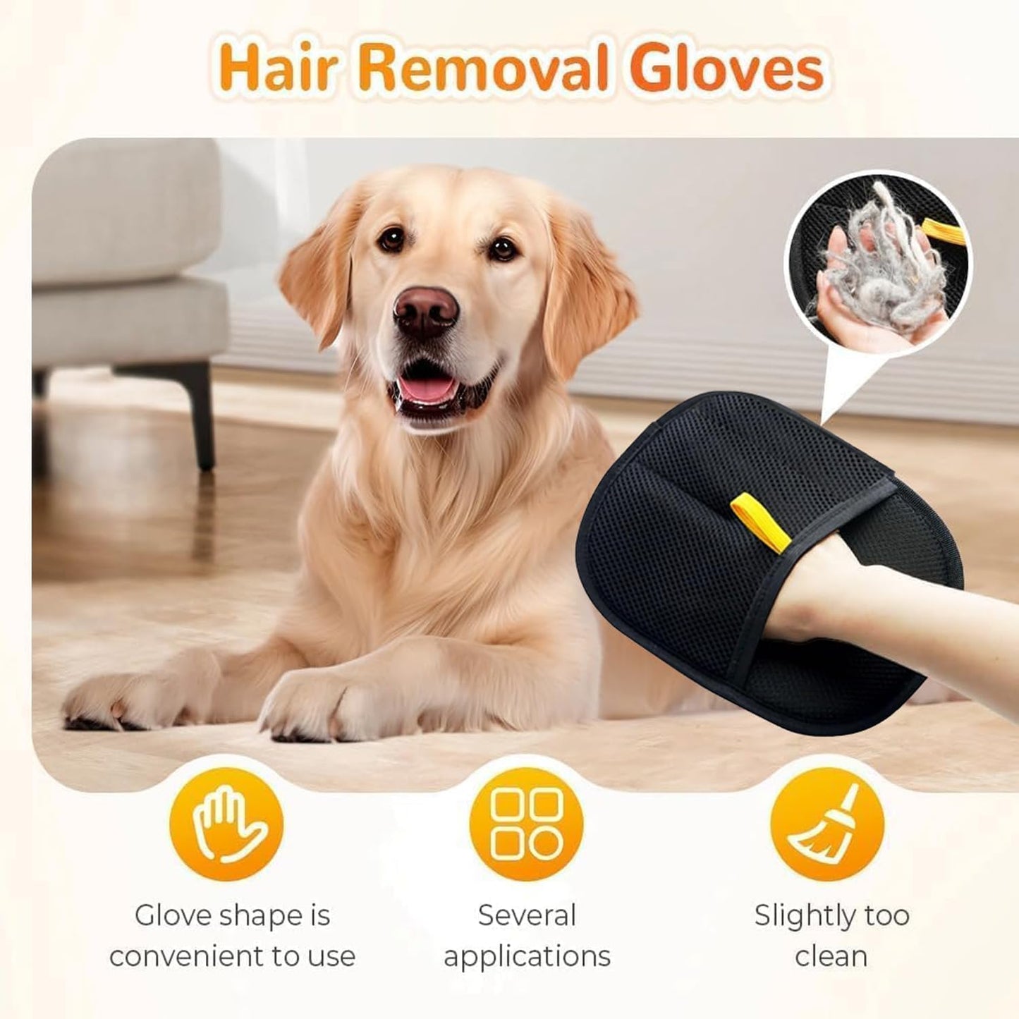 Pet Hair Removal Glove - Cat & Dog Electrostatic Hair Remover Grooming Glove 2Pcs