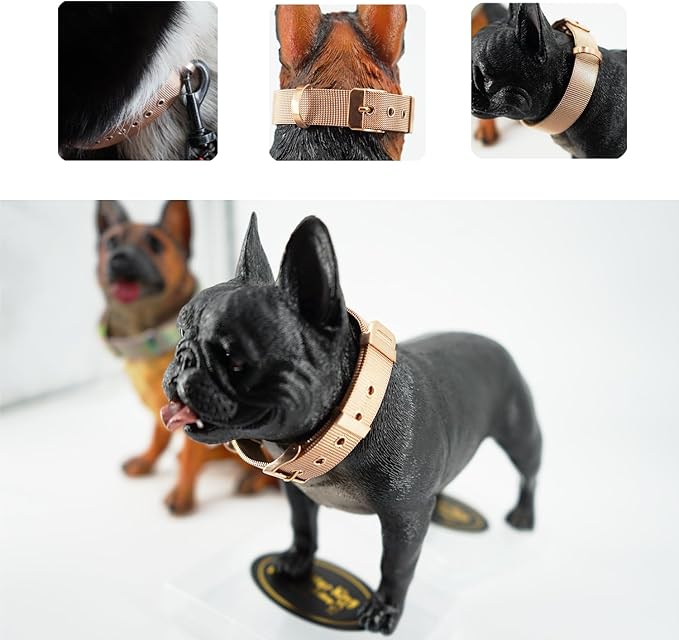 Stainless Steel Waterproof Small Rose Gold Adjustable Breathable Belt Pet Collar Dog Cat Kitten Imitation Woven Tape Slip Durable Stainless Steel Waterproof Small Choker