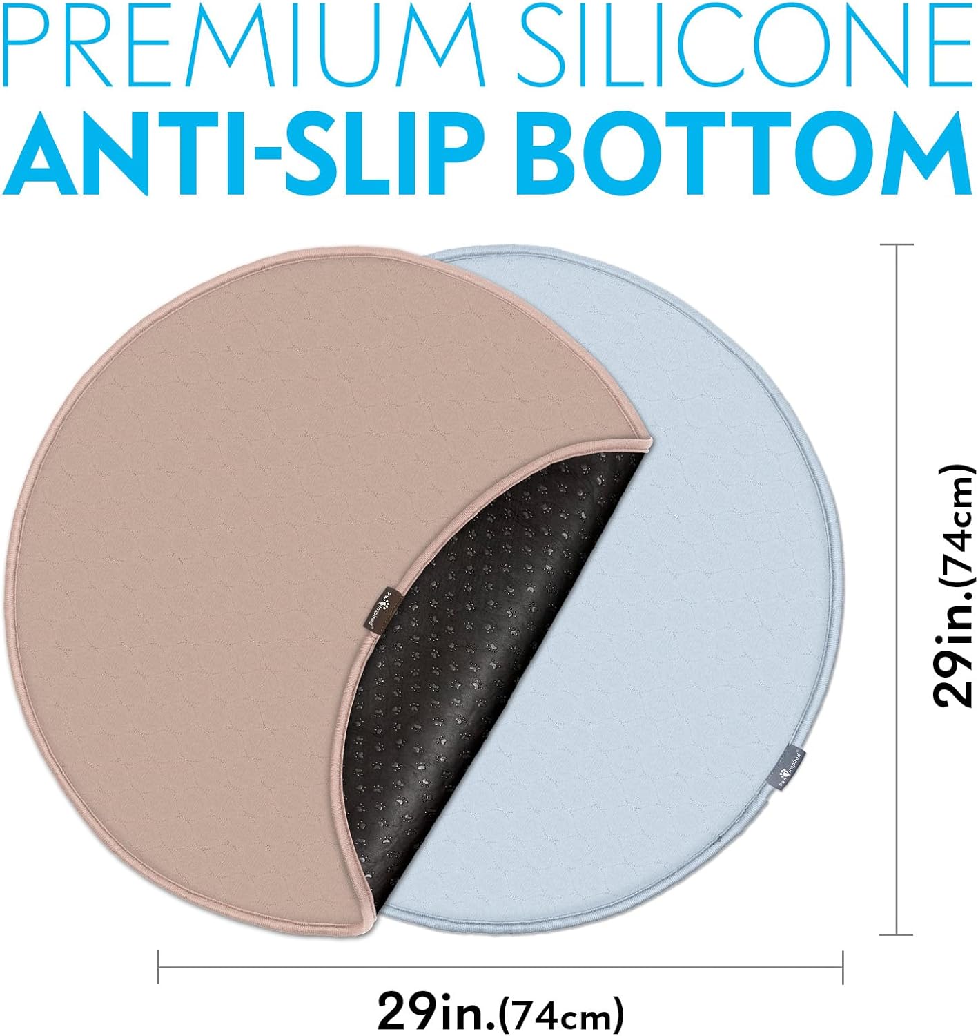 Paw Inspired Round Washable Pee Pads for Dogs (2 Pack), Reusable Puppy Pads for Potty Training, Whelping, Waterproof Mat, Leakproof, Non-Slip Liners (29 Inch, Pack of 2)