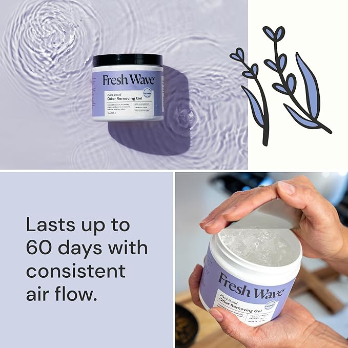 Fresh Wave Lavender Odor Removing Gel, 15 oz. | Odor Absorbers for Home | Safer Odor Relief | Natural Plant-Based Odor Eliminator | Every 15 oz. Lasts 30-60 Days | for Cooking, Trash & Pets