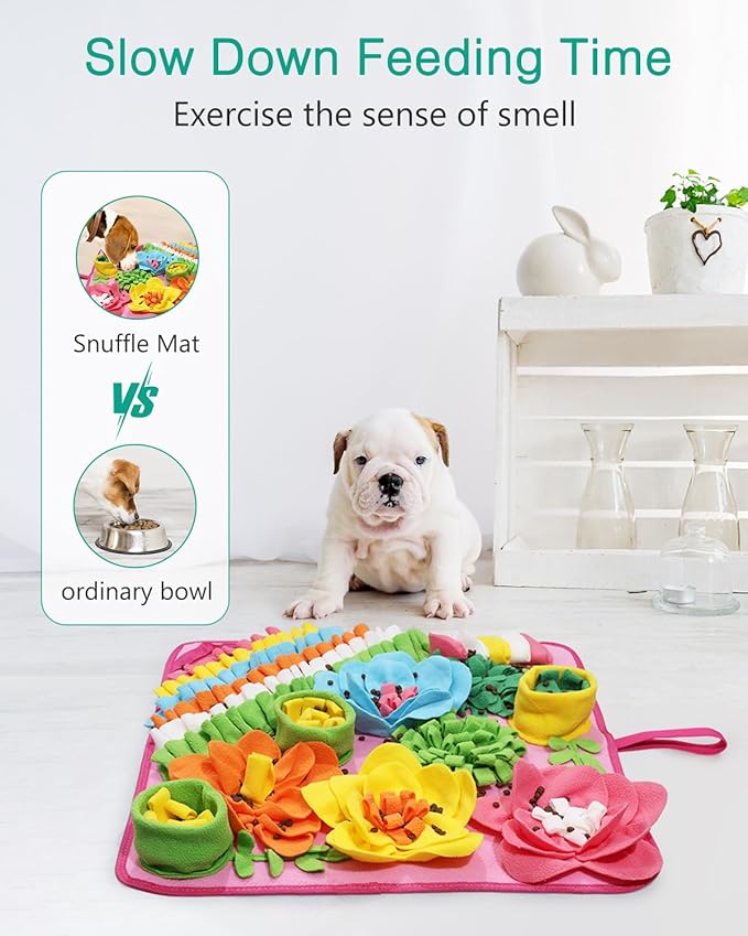 ORIA Snuffle Mat for Dogs, 20x20 Inch Interactive Dog Puzzle Toy, Slow Feeder Mat for Anxiety Relief & Mental Stimulation, Non-Slip Foraging Mat for Small Medium Large Dogs Cats Rabbits