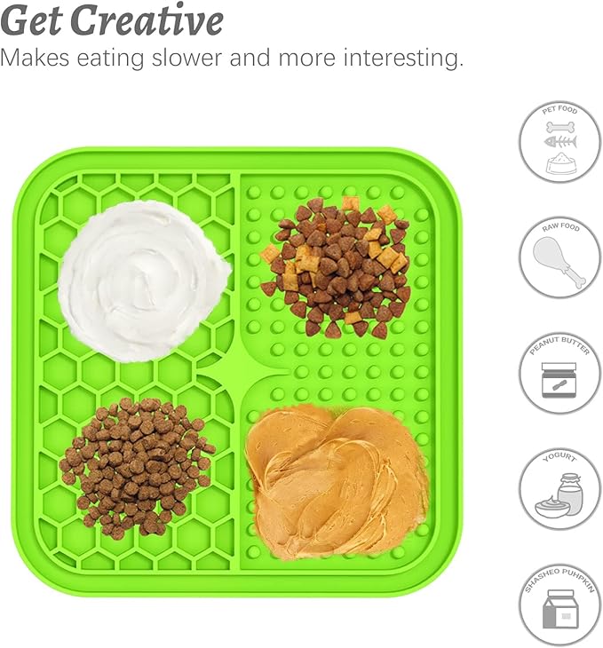 MateeyLife 2PCS Small Lick Mat for Dogs and Cats, Licking Mats for Dog Anxiety Relief, Cat Peanut Butter Lick Pad for Boredom Reducer, Dog Treat Mat Perfect for Bathing Grooming Blue&Green