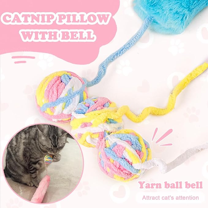 Cat Kicker Toy Large 3pcs, Catnip Toys for Cats, for Indoor Cats, Interactive Kitten Toys with Bell 14.6in/37cm