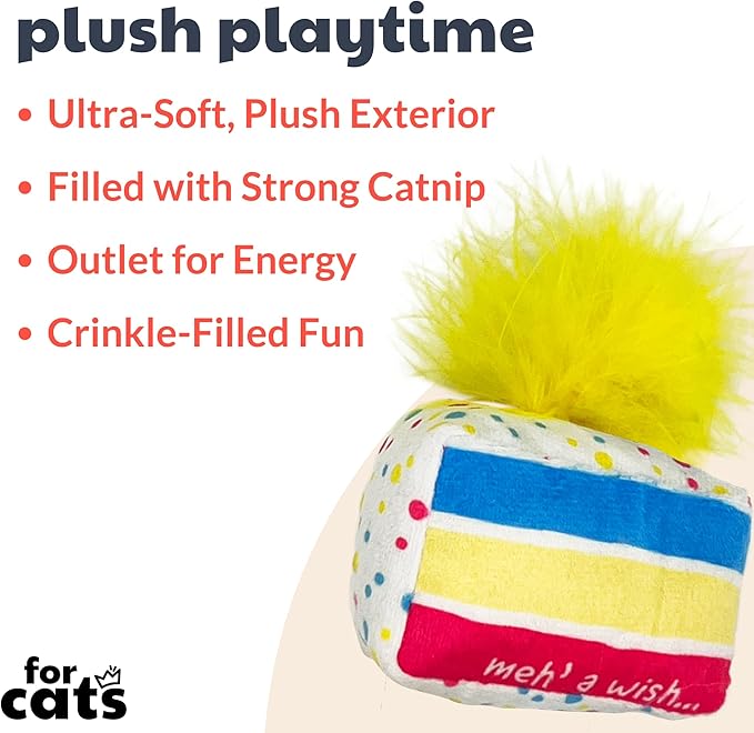 Huxley & Kent Plush Cat Toy | Meh' A Wish Cake | Birthday Strong Catnip Filled Cat Toy | Plush Interactive Kitten and Cat Toy with Catnip and Crinkle | Kittybelles