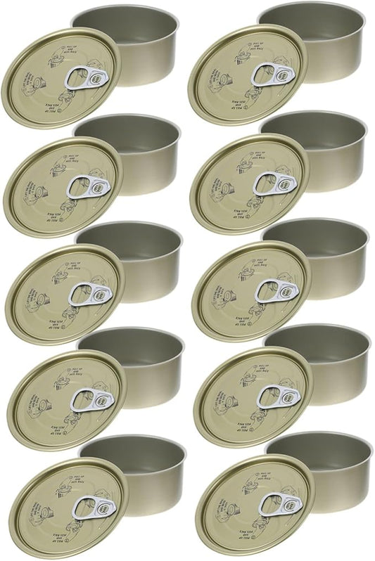 10Pcs Sealed Can Kitchen Storage Tinplate Canisters for Pet Food and Snacks Airtight Food Storage Containers with Easy-open Pull Tabs Jars