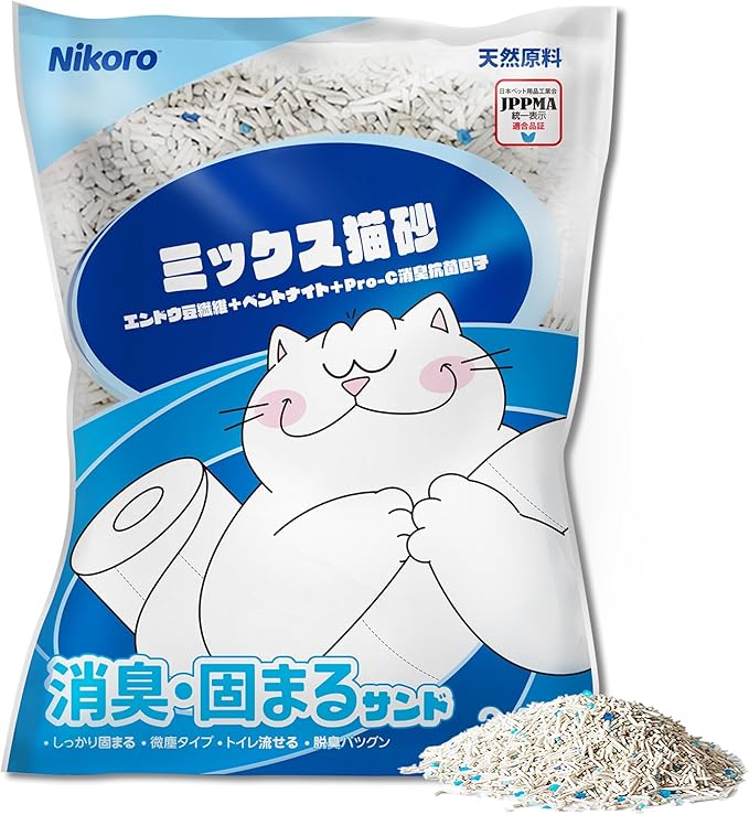 NIKORO Tofu Cat Litter,Strong Clumping Cat Litters,Odor Control and Unscented Ultra Absorbent Water Flushable Bentonite Tofu Cat Litter,Dust Free Scent Free,(5.29 lbs×1Bags)