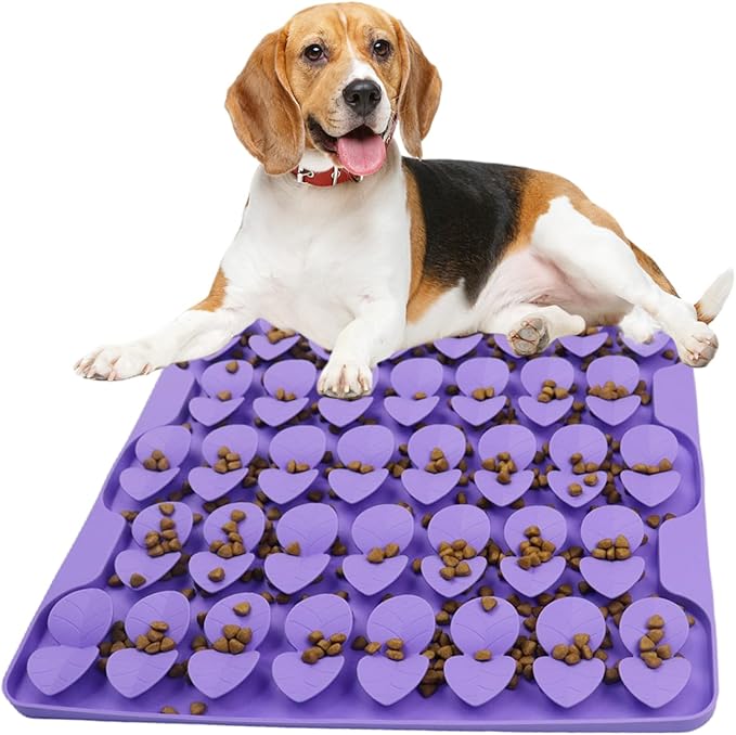 Dog Lick Mat & Snuffle Mat for Dogs – Slow Feeder Licking Mat with Suction Cups, Dog Enrichment Toys for Anxiety Relief, Training Smell & Natural Foraging, Slow Eating for Large Breed（Large Silicone ）
