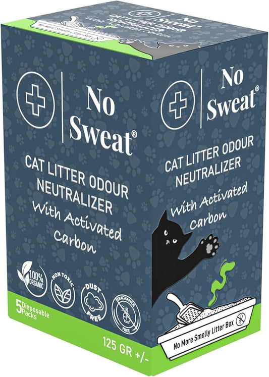 No Sweat Cat Litter Odor Neutralizer, Coconut Shell, Unscented, 5 Packs in One Box, 125 GR