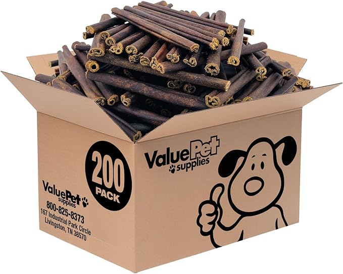 ValueBull Collagen Sticks for Small Dogs, 6 Inch Thin Chews, Natural Dog Treats, 200 Count Bulk Pack - Supports Joints, Skin & Coat with Chondroitin & Glucosamine