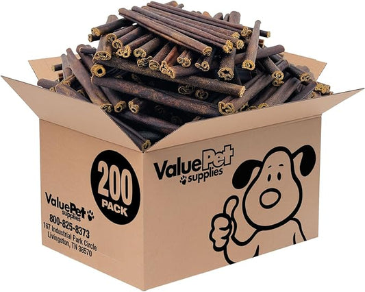 ValueBull Collagen Sticks for Small Dogs, 6 Inch Thin Chews, Natural Dog Treats, 200 Count Bulk Pack - Supports Joints, Skin & Coat with Chondroitin & Glucosamine