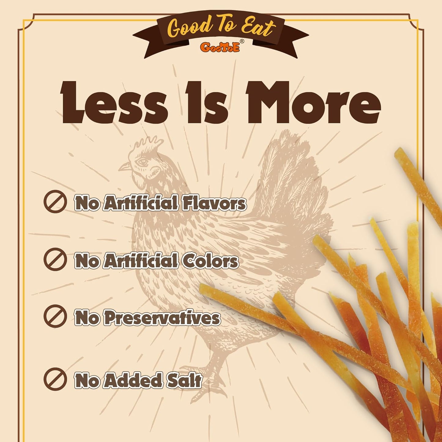 Gootoe Chicken Breast Strips 1 lb, Dog Treats, All Natural, Grain-Free, High-Protein, Healthy & Easily Digestible, Soft Texture