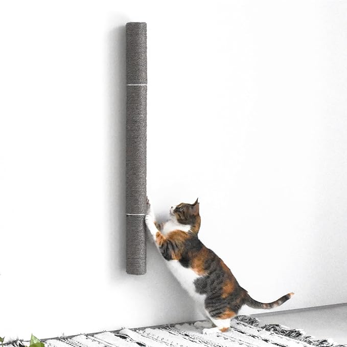 34" Wall Mounted Cat Scratcher, Sisal Scratching Post - Grey