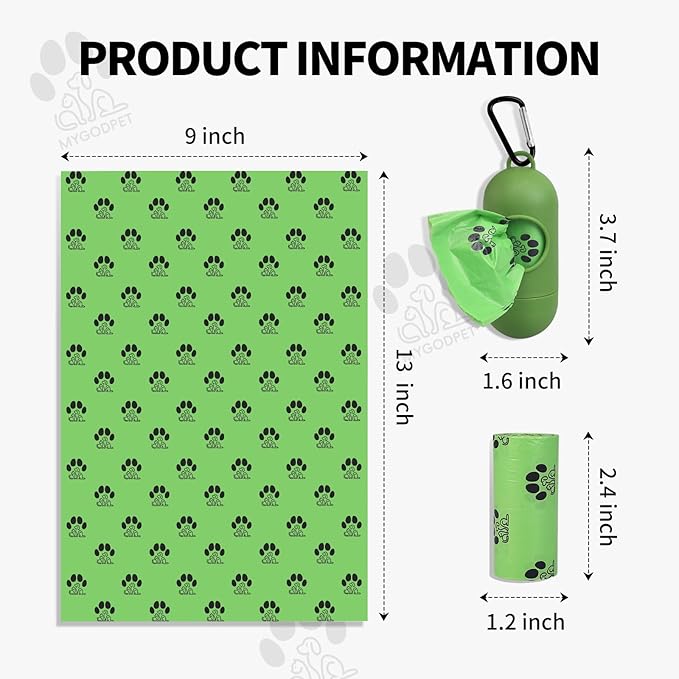 Dog Poop Bags Rolls with Dispenser 150 Count Biodegradable Poop Bags for Dog and Cat Ocean Soap Scented Waste Bag Leak Proof Doggie Poop Bag Doggy Trash Bag Green