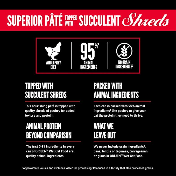 ORIJEN Premium Pate Wet Cat Food Variety Pack: Original + Duck & Chicken Recipes 3oz Cans (12 Count, 6 of Each)