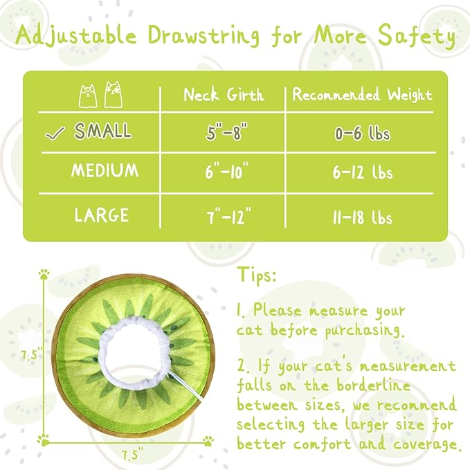 ANWA Adjustable Cat Cone Collar Soft, Cute Cat Donut Collar After Surgery, Kitten Recovery Cones to Stop Licking