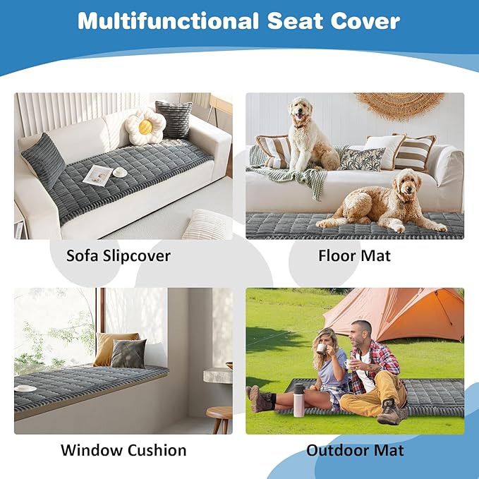 VClife Dog Bed for Car Backseat Anti Slip Pet Travel Bed, Soft Furry Cat Pet Bed Mat Washable Seat Cover for Car, Floor, Sofa, Portable Blanket, Custom Fit for Backseat Extender (Dark Gray, 51"×23.6")