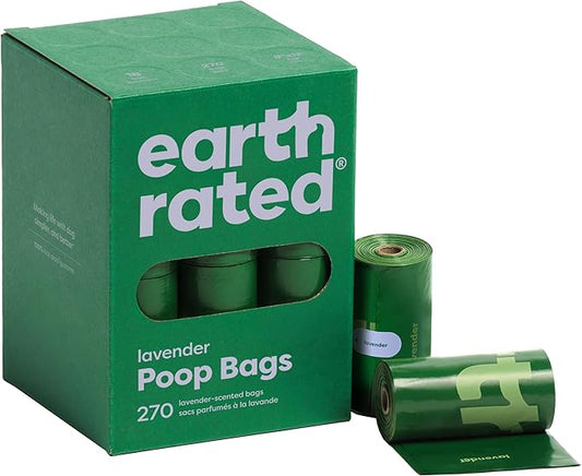 Earth Rated Poop Bags for Dogs, Guaranteed Leak Proof and Extra Thick Waste Bag Refill Rolls, Lavender Scented, 270 Bags