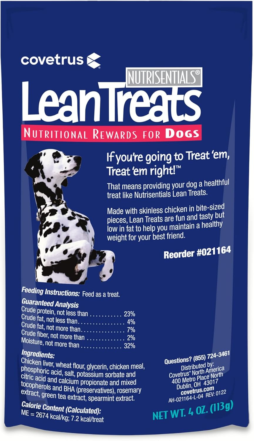 Covetrus Nutrisential Lean Treats for Dogs - Small, Medium & Large Dogs (K9) - Nutritional Low Fat, Bite-Size - Soft Chicken Flavor - 10 Pack - 4oz