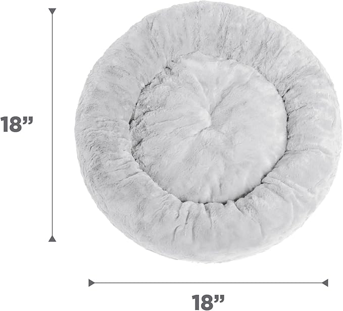 Best Friends by Sheri Original Calming Donut Dog and Cat Bed, Lux Faux Fur, Gray, (30in x 30in) - Anxiety Relief for Pets Up to 45 lbs