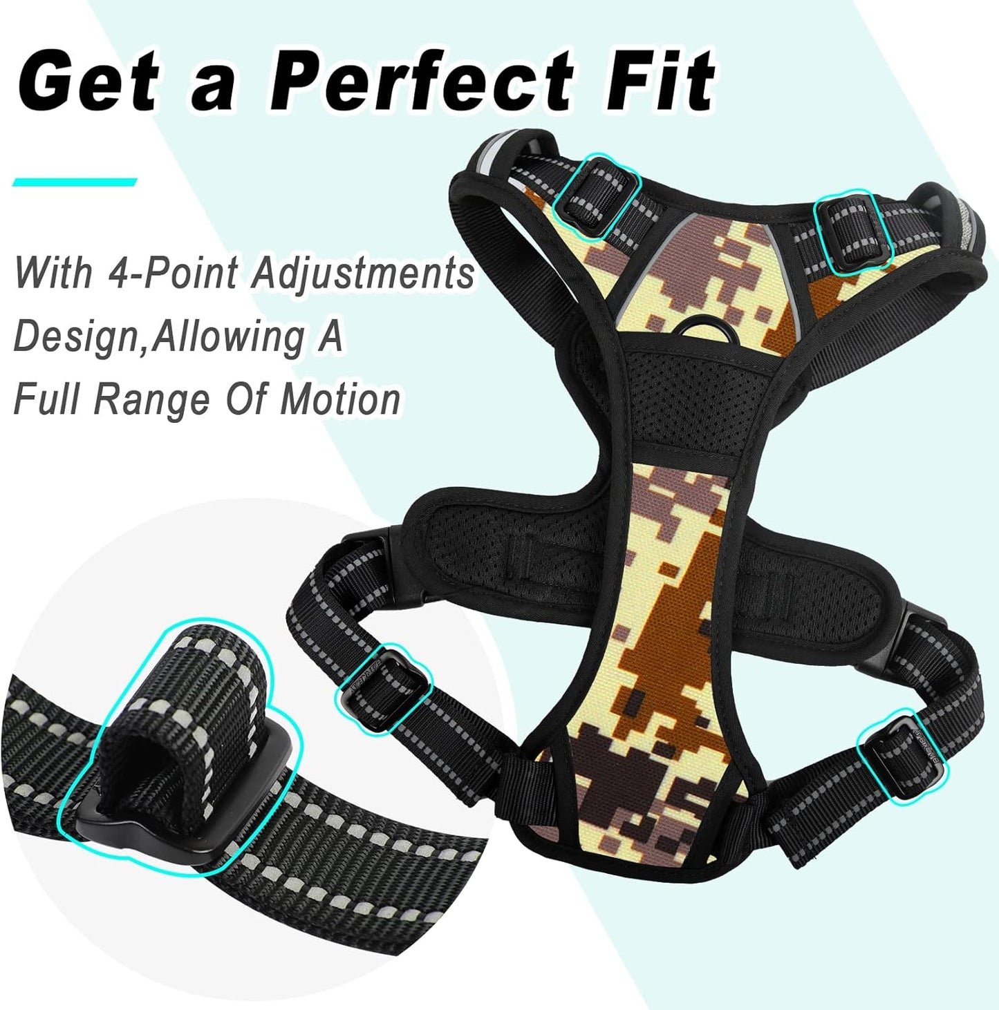 BARKBAY No Pull Dog Harness Large Step in Reflective Dog Harness with Front Clip and Easy Control Handle for Walking Training Running(Desert camo,XL)