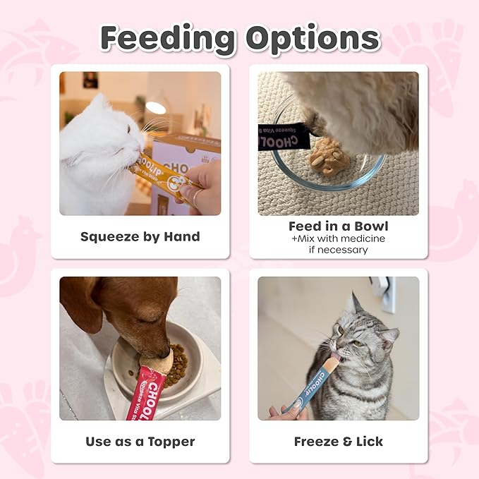 Choolip Squeeze Vita Stick Lickable Cat & Dog Treats – 14 Sticks (2×7 Value Bundle) Variety Pack, Creamy Grain-Free Puree with Multivitamins, Vet-Formulated for All Life Stages & Total Wellness