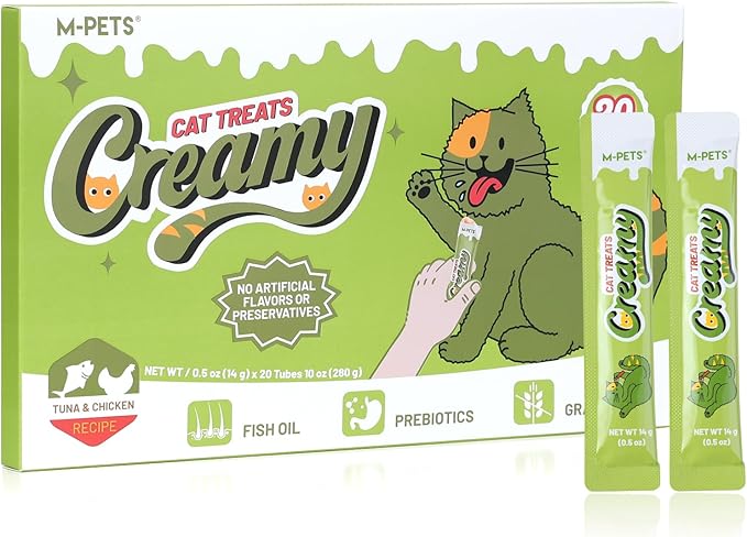 Balanced Tuna & Chicken Lickable Cat Treat – 20 Tubes of Healthy Squeeze Up Creamy Snacks with Functional Nutrients for Hydration, Digestive & Coat Health – Grain Free, High Protein, Low Calorie