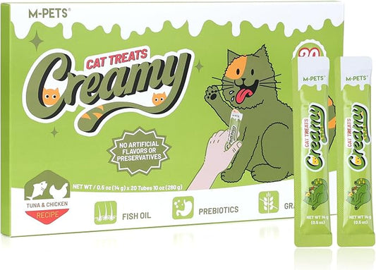 Balanced Tuna & Chicken Lickable Cat Treat – 20 Tubes of Healthy Squeeze Up Creamy Snacks with Functional Nutrients for Hydration, Digestive & Coat Health – Grain Free, High Protein, Low Calorie