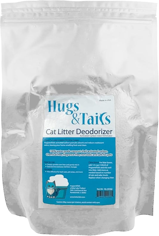 Cat Litter Deodorizer – Pet Safe Odor Eliminator & Housebreaking Supplies for Cats, Kittens, & Small Pets – Natural, Unscented, Non Toxic, Low Dust, 2 lbs, by HugsandTails