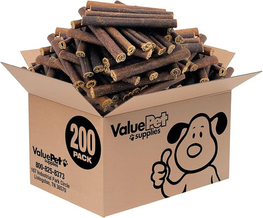 ValueBull Collagen Sticks for Dogs, 6 Inch Thick Chews, Natural Long-Lasting Dog Treats, 200 Count Bulk Pack - Supports Joints, Skin & Coat with Chondroitin & Glucosamine
