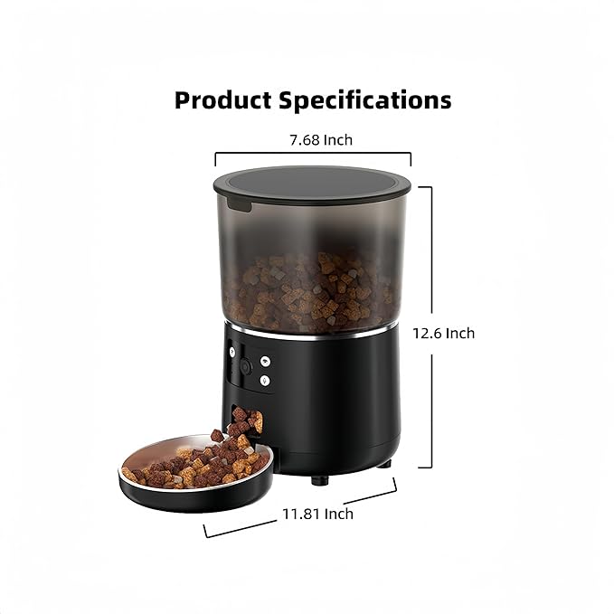 Automatic Cat Feeder with Camera, Scheduled Automatic Pet Feeding Machine, Smart App Remote Monitoring, 4L Large Capacity Dog Food Dispenser