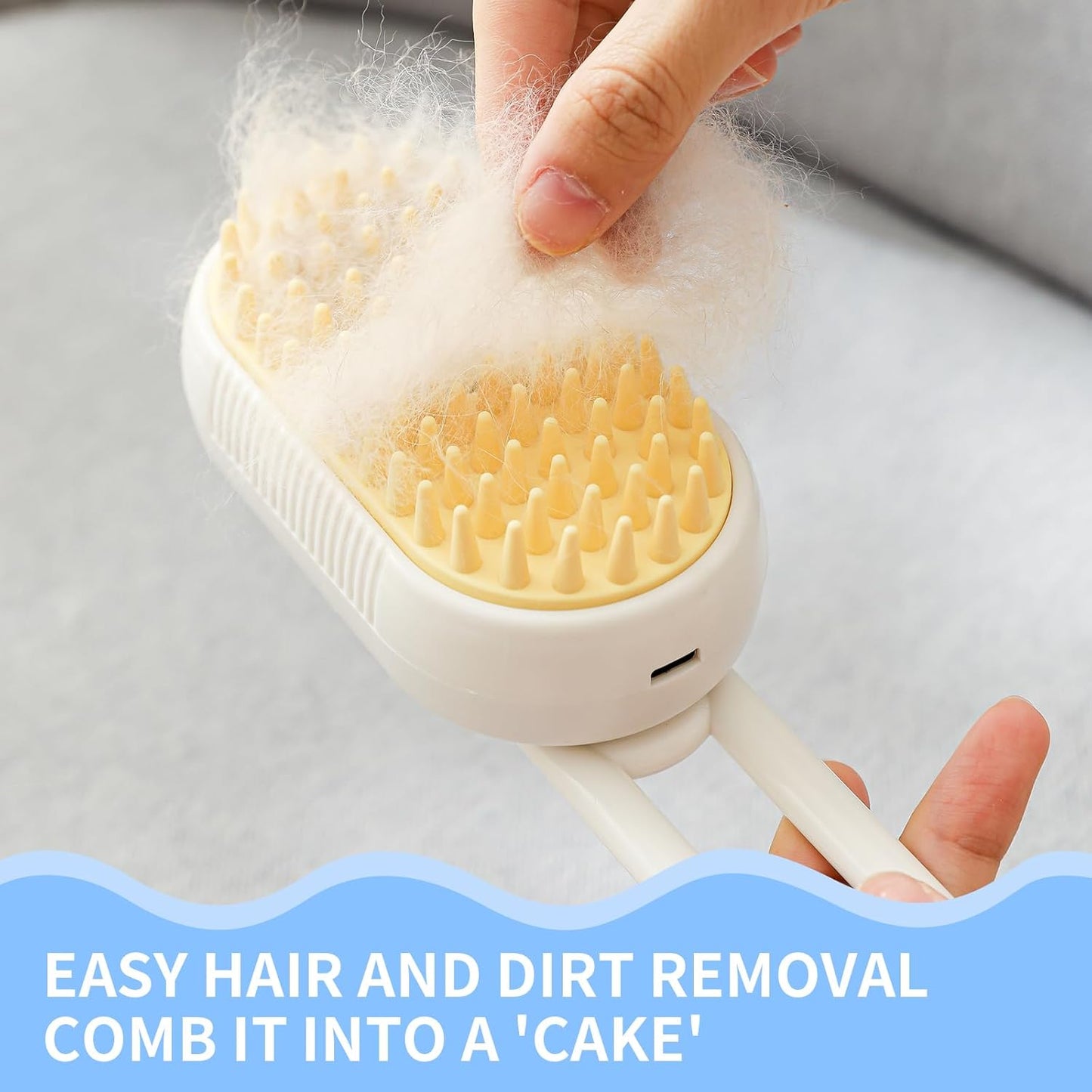 Cat Steam Brush for Shedding,4 in 1 Grooming Brush for Cats and Dogs,Deshedding,Massage,Cleaning & Anti-Static All In One,Suitable for Long & Short Haired Pets,Includes Waterless Shampoo,Blue