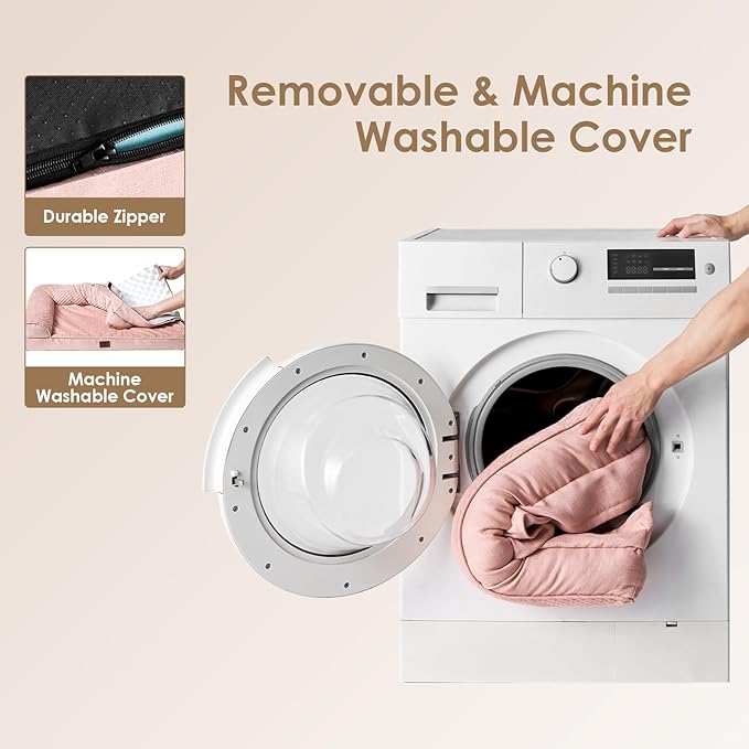 EHEYCIGA Memory Foam Dog Bed XLarge Sized Dogs, Extra Large Dog Bed Orthopedic with Washable Removable Cover, Waterproof XL Pet Bed Couch for Crate, 41x27x6 Inches, Pink