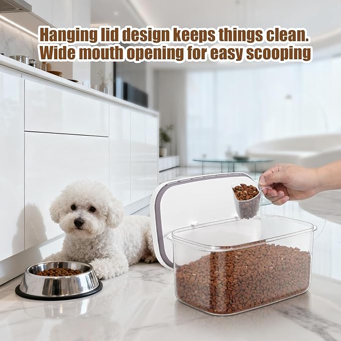 TBMax Dog Cat Food Storage Container 6-8 Lbs with Easy-Carrying Handles, Stackable Pet Food Dog Treat Container with Pop Up Lids, Airtight Food Storage Bin for Kitchen Organization