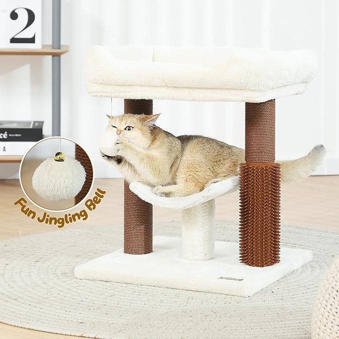 Hoopet cat Tree Tower,cat Scratching Post for Indoor Cats,Featuring with Super Cozy Perch,Cat Self Groomer and Interactive Dangling Ball Great for Kittens and Cats
