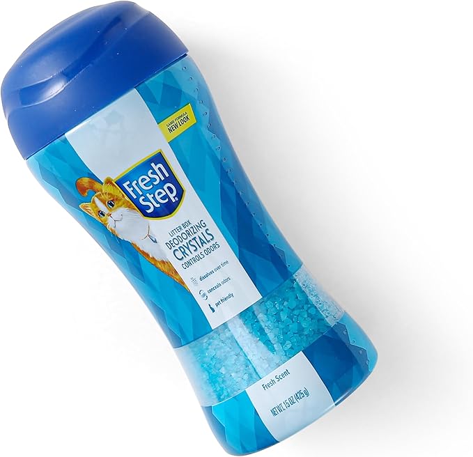 Fresh Step Cat Litter Crystals in Fresh Scent - Cat Litter Box Deodorizer - Combats Odors and Neutralizes Smells to Keep Your Home Clean, 15 Ounce - 3 Pack