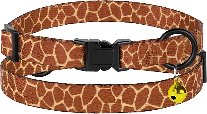 4PCS Breakaway Cat Collars with Bell - Cute Soft Adjustable Safety Kitten Collars 4-Pack - Nylon Pet Collars Nature Tribal Striped Floral Space Aztec Flowers Print (Animal Print)