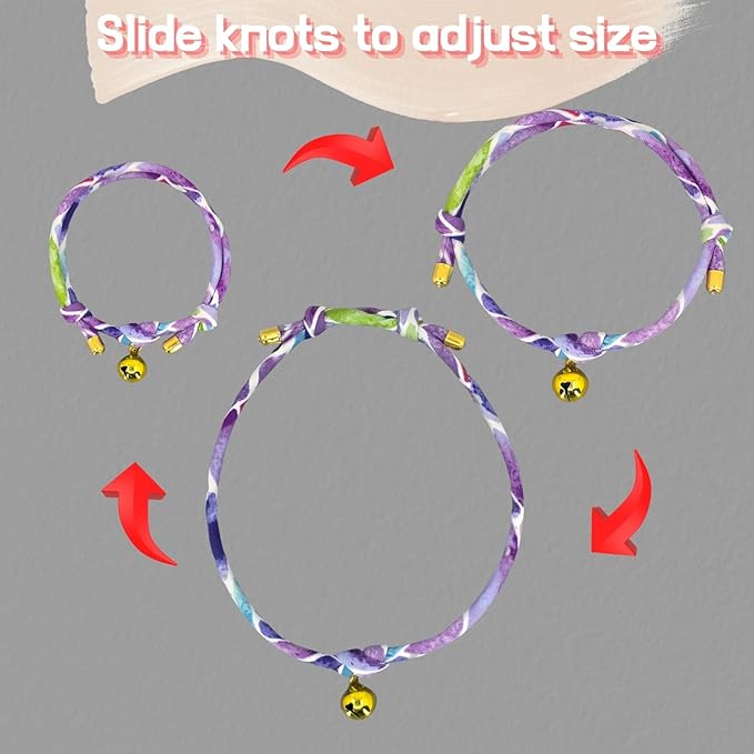 Handmade Cotton Cat Collar with Bell – Adjustable Slip-On Design, No Buckle, Lightweight Rope Collar for Kittens, Indoor Cats, and Small Pets (Plum)