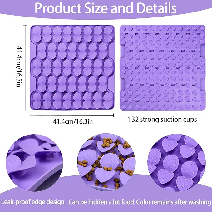 Dog Lick Mat & Snuffle Mat for Dogs – Slow Feeder Licking Mat with Suction Cups, Dog Enrichment Toys for Anxiety Relief, Training Smell & Natural Foraging, Slow Eating for Large Breed（Large Silicone ）