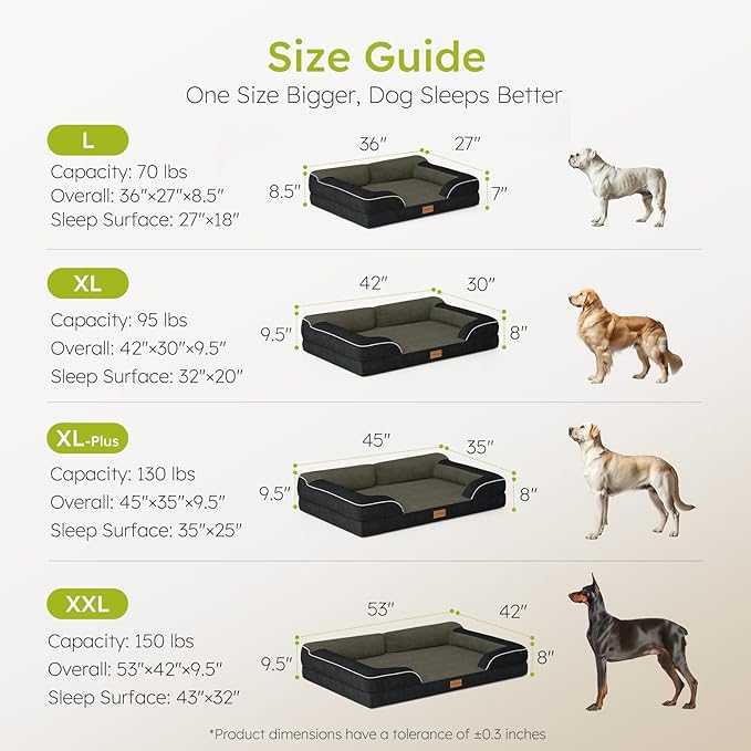 Extra Large Dog Bed, Orthopedic Dog Bed with Cooling Gel Memory Foam, Waterproof XL Pet Bed with Removable Washable Cover, 42" Pet Sofa Couch Dutch Velvet with Bone Toy, Black