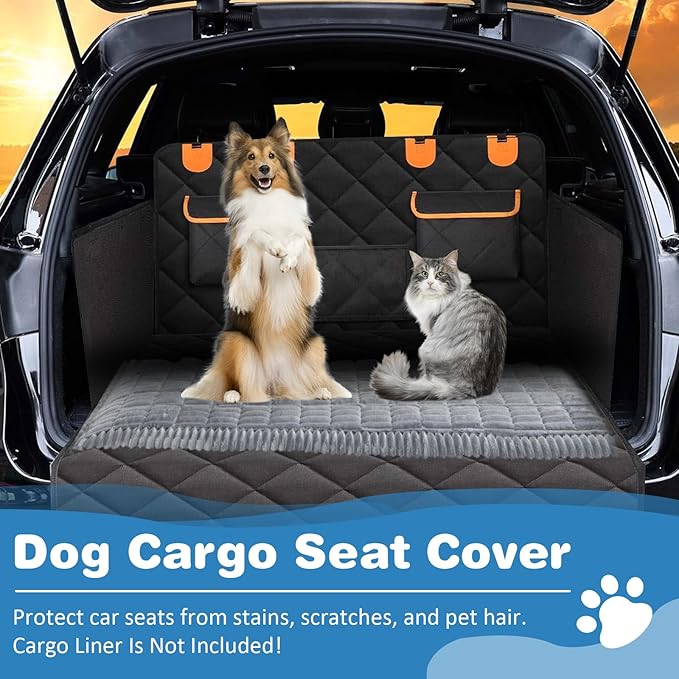 VClife Dog Car Seat Cover for Backseat Extender, Anti Slip Dog Bed Mat Travel Blanket, Pet Friendly Backseat Cover for Cars, SUVs, Small Trucks, Back Seat Extender Protector (Light Gray, 51"×23.6")