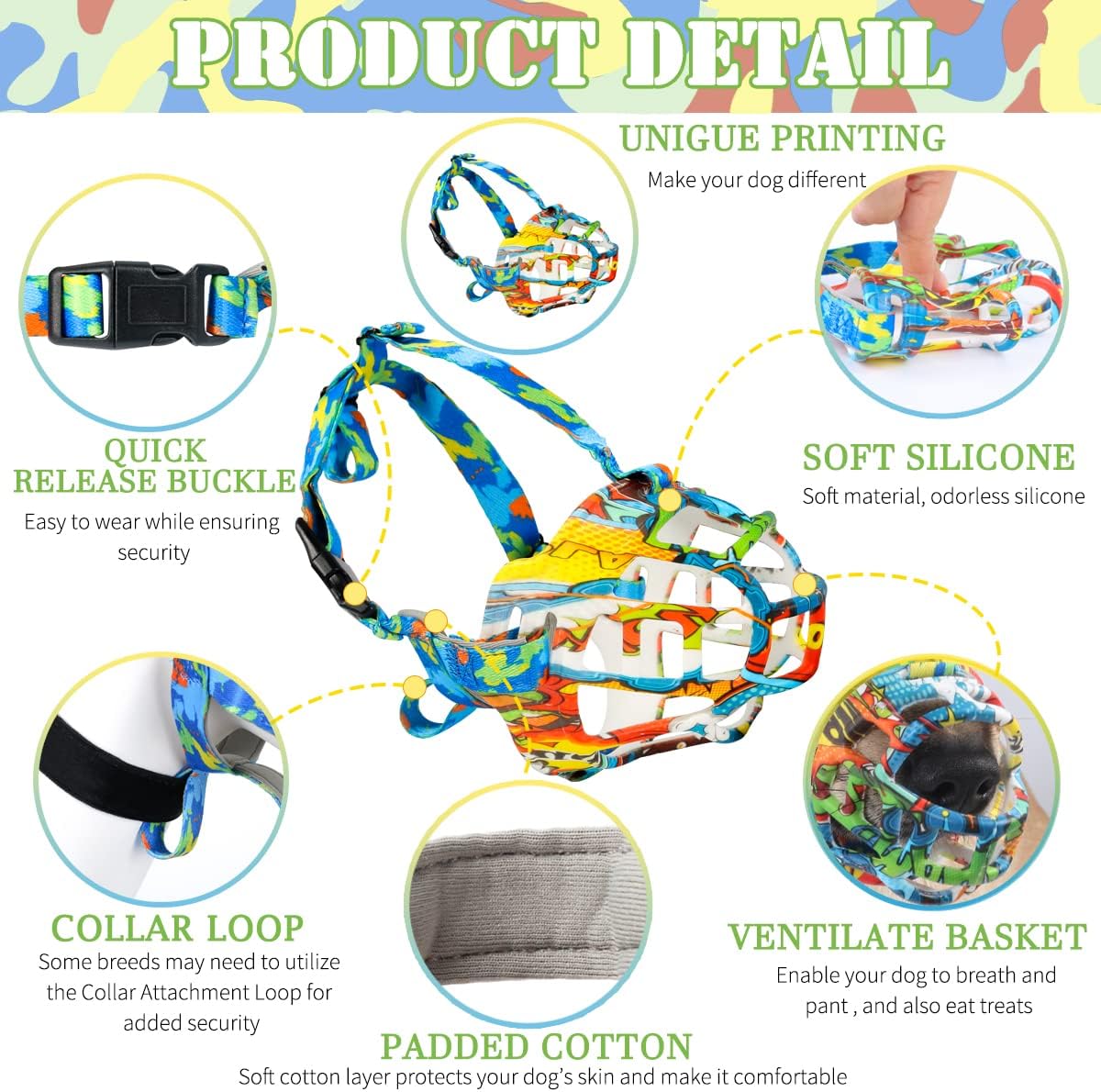 BARKLESS Dog Muzzle, Silicone Basket Muzzle for Small Medium Large Dogs, Soft Cage Mouth Cover Prevent Biting Chewing, Allow Drinking Panting, Suitable for German Shepherd