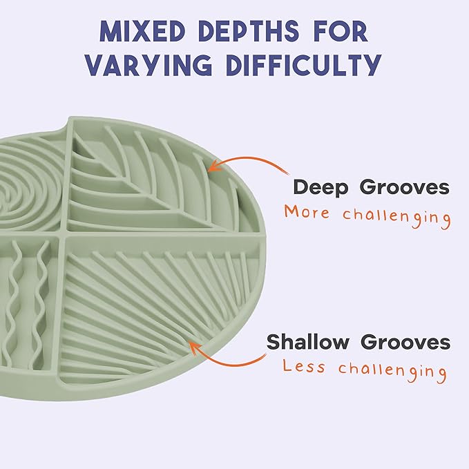 Awoo Paradise - Silicone Dog & Cat Lick Mat and Slow Feeder with Suction Cups - Non-Slip, Dishwasher Safe Pet Dish - Extends Mealtime for Fast Eaters and Reduces Anxiety - for Wet & Dry Food (Sage)