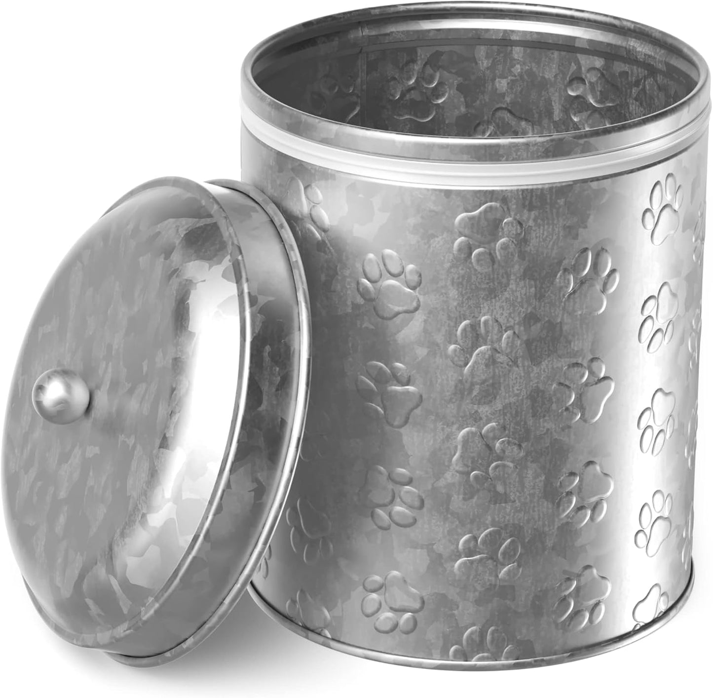 Amici Home Puppy Paws Galvanized Metal Food Canister (7CDI071)